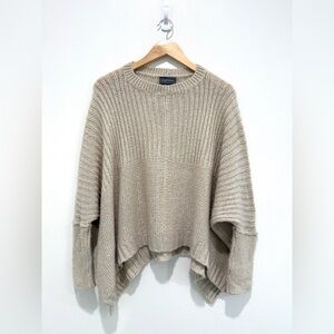 Wooden Ships Beige Chunky Open Knit Boho Soft Chenille Mohair Wool Sweater S/M